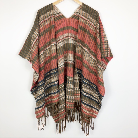 Maurices Tops - Maurice’s Striped Poncho Sweater Size OS